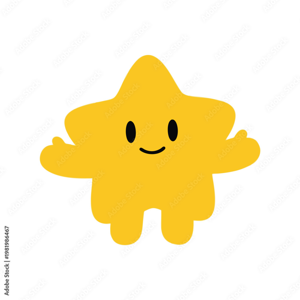 Obraz premium Cute Cartoon Star Character with Happy Expression for Kids and Creative Designs