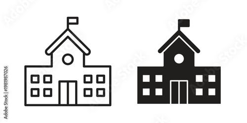 school icon editable vector pack. Black flat and line symbols
