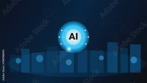 AI with blue bars and geometric shapes artificial intelligence graph