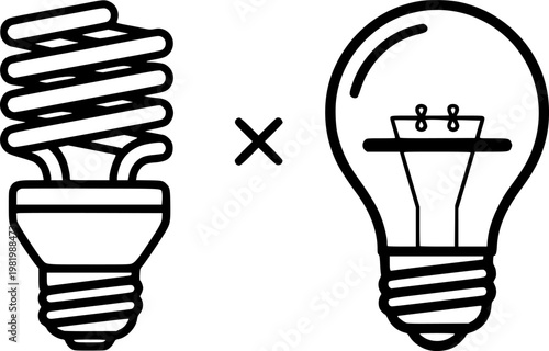 Light off icon black and white vector illustration line icon vector pictogram – Black and White Vector Illustration