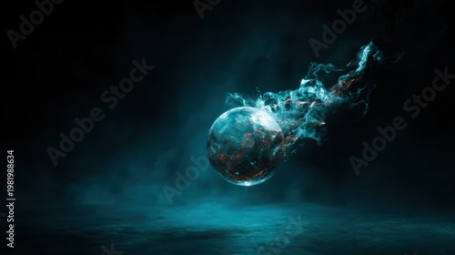 An electrifying visualization of a sphere immersed in dynamic swirling shapes and vibrant colors, emphasizing themes of energy, motion, and abstract artistry.