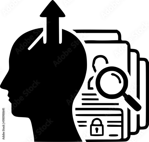 Know your customer verification and personal identity identification check for security and financial compliance symbol featuring a simple black line art kyc pictogram – Black Vector Illustration
