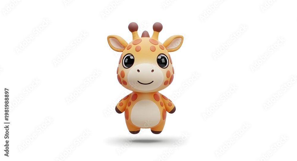 Obraz premium High quality giraffe 3D icon with white background