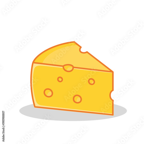 Cartoon cheese wedge with holes on white background isolated for design