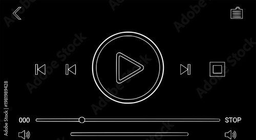 Media player control and digital interface multimedia start button symbol featuring a simple black line art play icon pictogram – Black Vector Illustration