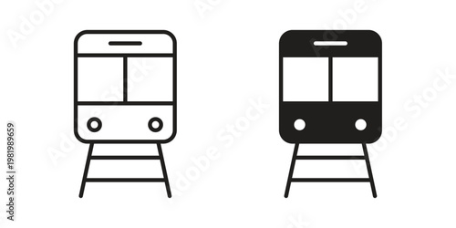 Subway icon editable vector pack. Black flat and line symbols