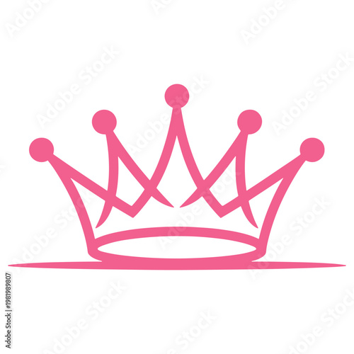 A stylized illustration of a pink royal crown with five prominent points