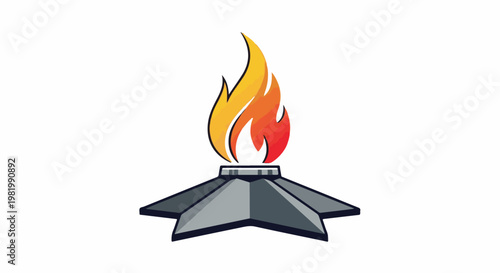 Stylized eternal flame on a star-shaped base