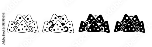 Mexican nachos food icon collection for Cinco de Mayo celebration party snacks and festive themes