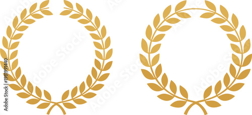 Golden laurel wreath vector illustration on white background for victory and achievement