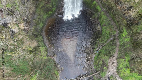 Henrhyd Falls, Wales – 4K Landscape Shot Panning Up Toward Waterfall 1/2