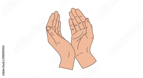 Outstretched hands illustration on white background concept of giving asking or receiving