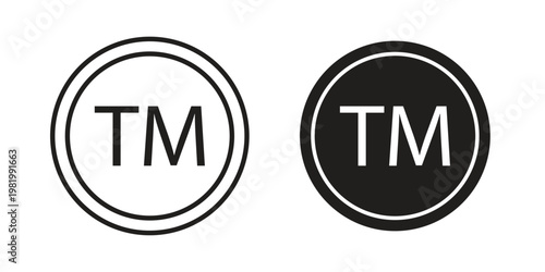 Trademark icon editable vector pack. Black flat and line symbols