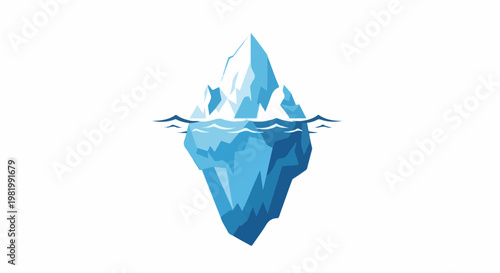 Stylized ice floe with waves, showing a large submerged part