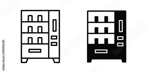 Vending machine icon editable vector pack. Black flat and line symbols