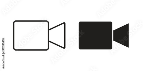 Video call icon editable vector pack. Black flat and line symbols