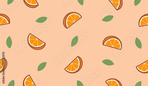 Cute orange fruits pattern background vector design