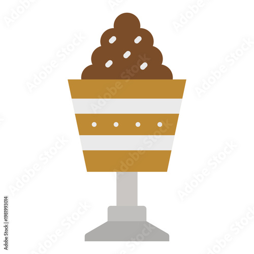 Chocolate Dessert Icon with Striped Cup