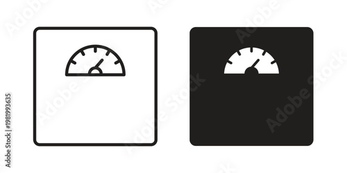 Weight scale icon editable vector pack. Black flat and line symbols