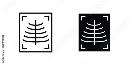 X-ray scan icon editable vector pack. Black flat and line symbols