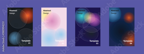 Four abstract templates with colorful circles vibrant