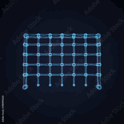 Blue Grid Network Connection Structure.