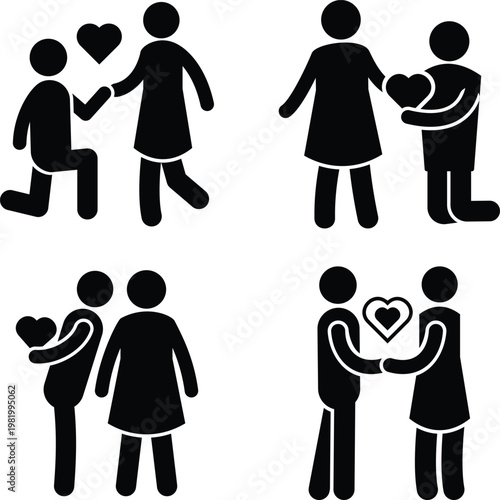 Containing people, friendship, social, diversity, village, relationships, support, breakup and community development icons. Solid vector icon collection