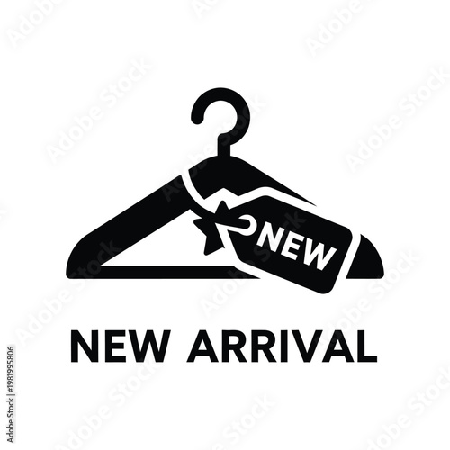 Minimalist black glyph with question mark and "new arrival" text