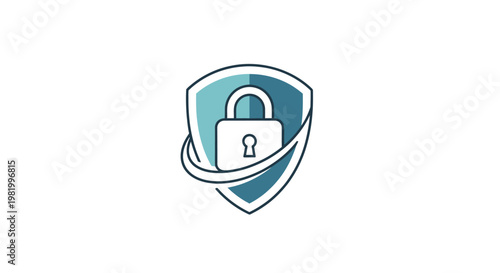 Security shield with lock emblem graphic for data protection and safety concept