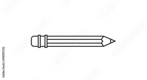 Simple pencil icon on white background for educational and creative concepts