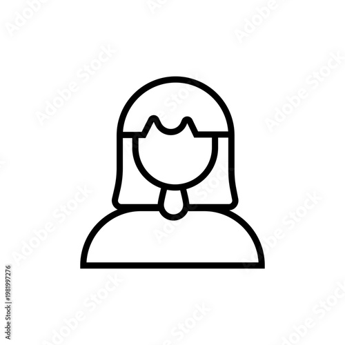 Female Profile Icon of Nurse or Nun in Minimalist Linear Style with Editable Outline Stroke