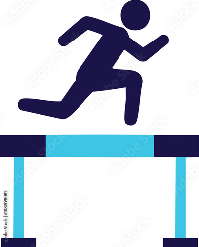 Man Jumping Over Hurdle Overcoming Business Challenges Icon