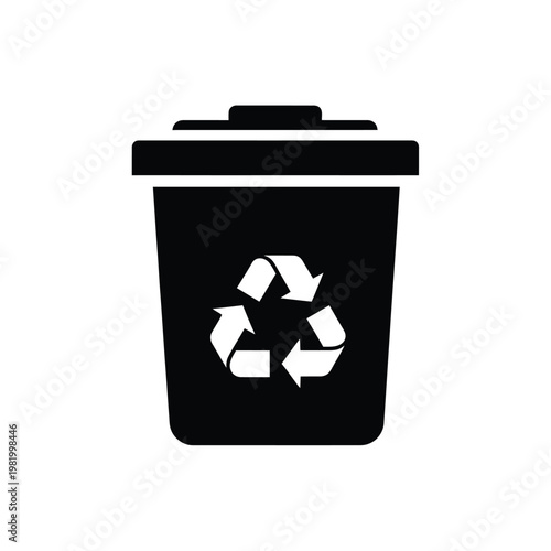 Black Silhouette Recycling Bin Icon trash garbage