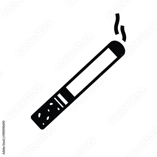 Black smoking cigarette icon on white background tobacco