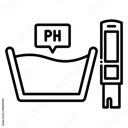 pH Testing Icon: Water Basin with Meter for Acidity Measurement