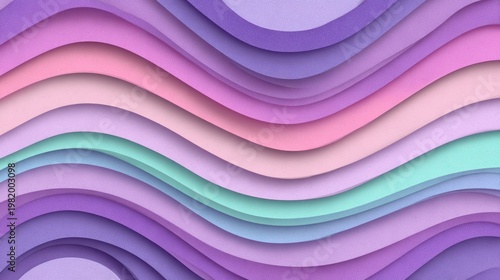 Layers of pastel colored paper create a flowing, wavy abstract background design