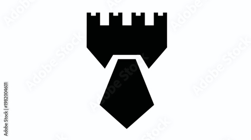 Abstract black fortress with tie symbol on white background