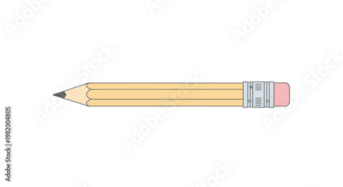 Illustration of a sharpened wooden pencil with an eraser on a white background.