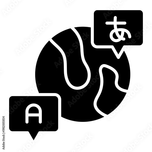 Translation Icon with Globe and Speech Bubbles