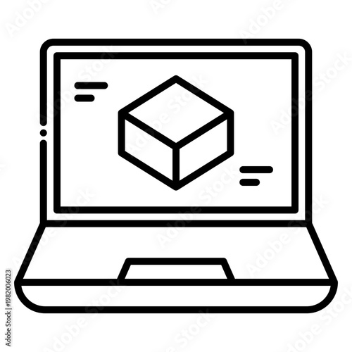 Laptop with 3D Modeling Software Icon