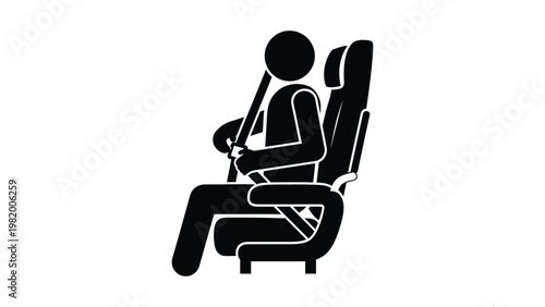 Black silhouette of a person wearing seatbelt.