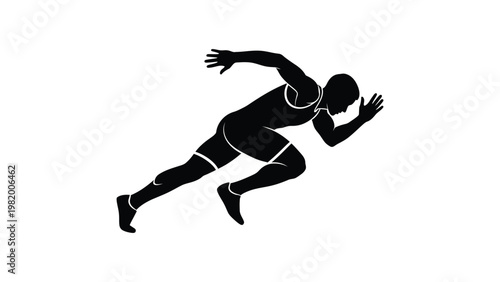 a black silhouette of a runner in motion.