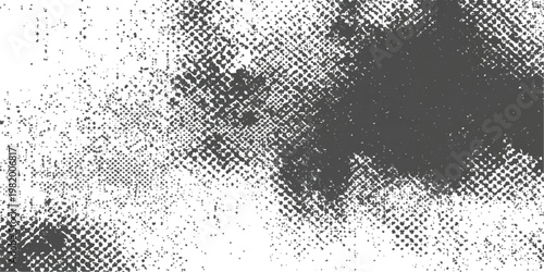 Grunge black and white world map illustration featuring a halftone dot pattern and pixelated global design elements for a textured travel and business wallpaper