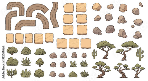 Desert Game Environment Tile Set Vector