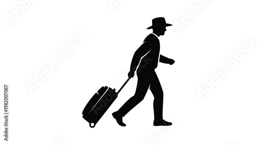 Man walking with a suitcase silhouette.