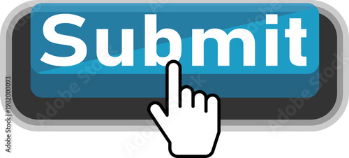 Finger pressing a submit button on a digital interface isolated on transparent background