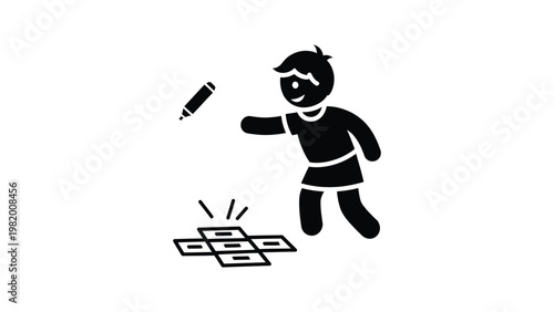 a man throwing a pencil on a crossword puzzle.