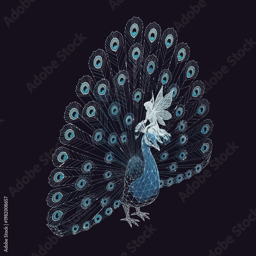Peacock with Fairy - A Whimsical Fusion of Nature and Fantasy.