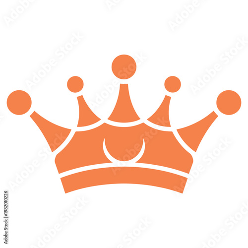 A stylized illustration of a regal crown with five prominent points and jewels.