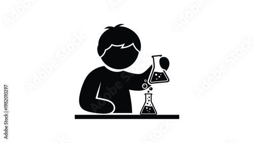 Boy in glasses working in laboratory.